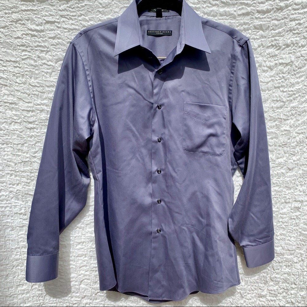 GEOFFREY BEENE Fitted Wrinkle Free Shirt, Gray, M